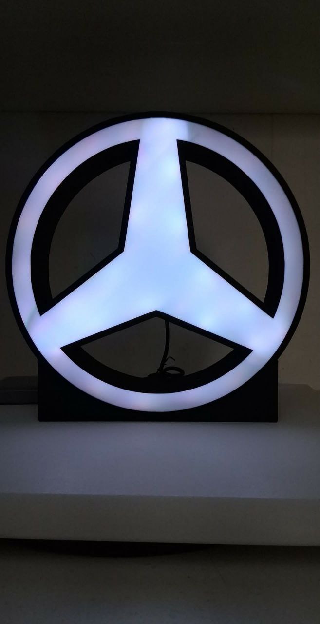 Mercedes LED light box – custom 3D printed – Lit Layer Creations