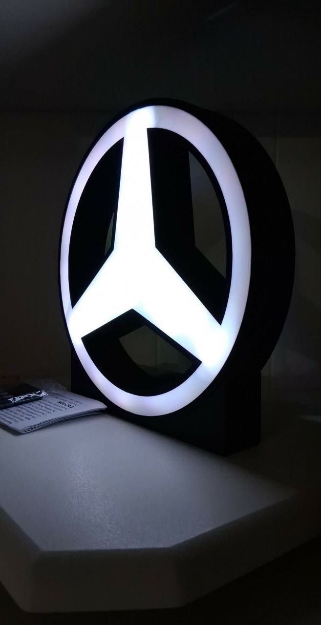 Mercedes LED light box – custom 3D printed – Lit Layer Creations