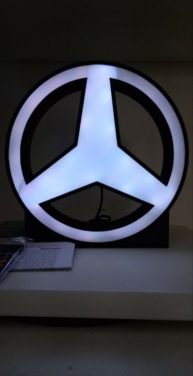 Mercedes LED light box – custom 3D printed – Lit Layer Creations