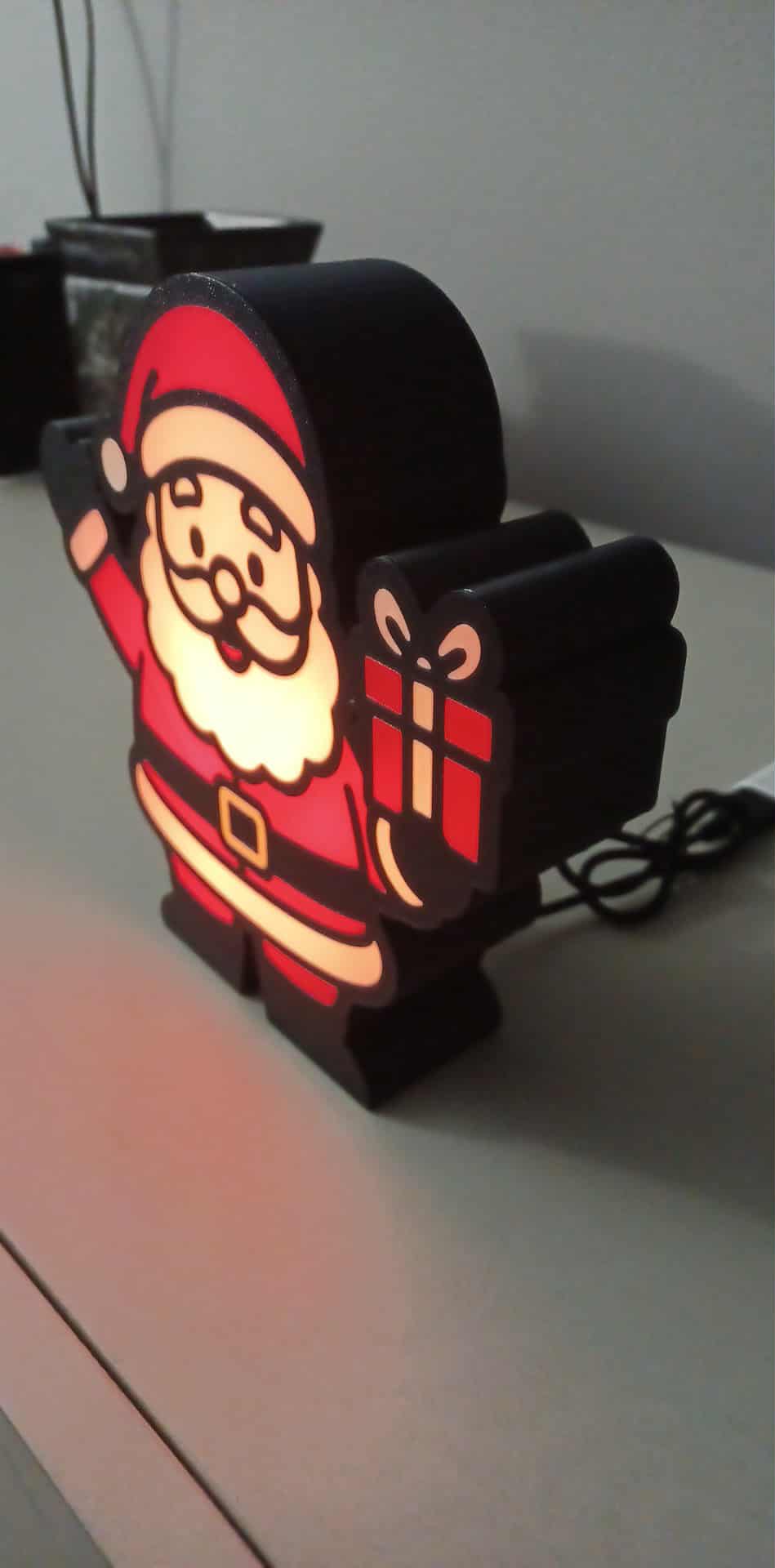 Santa LED light box – custom 3D printed – Lit Layer Creations