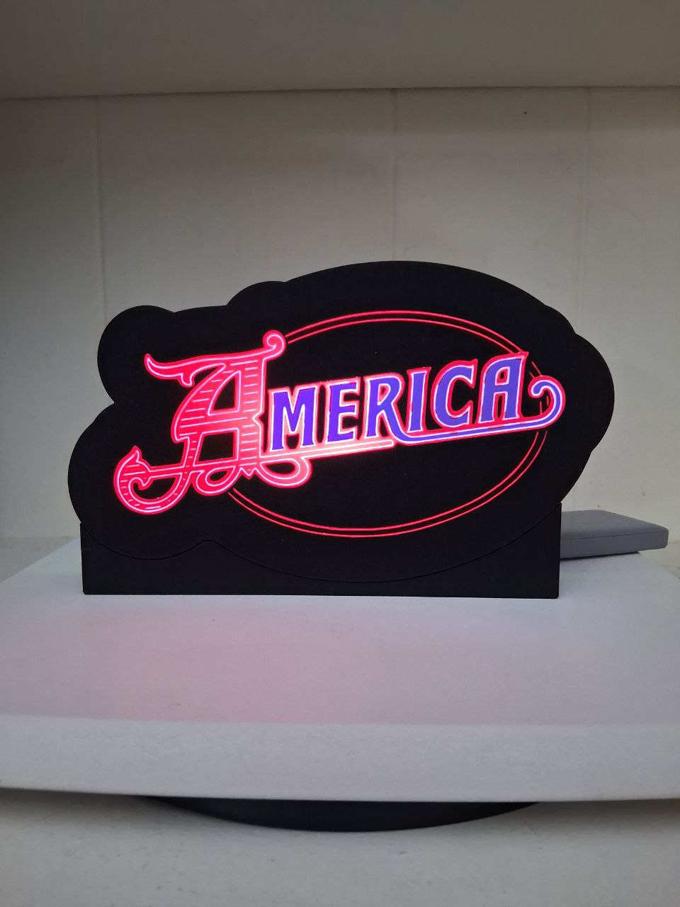 America LED light box – custom 3D printed – Lit Layer Creations