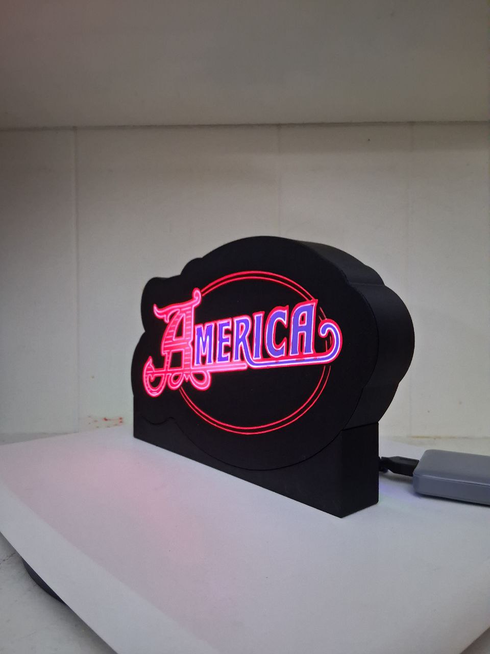 America LED light box – custom 3D printed – Lit Layer Creations
