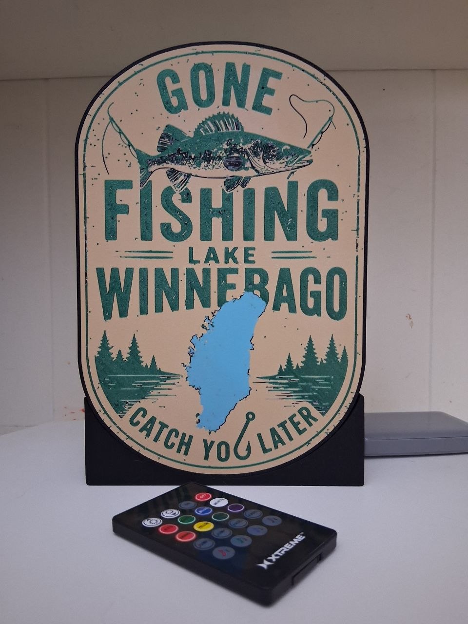 Fishing Lake Winnebago LED light box – custom 3D printed – Lit Layer Creations