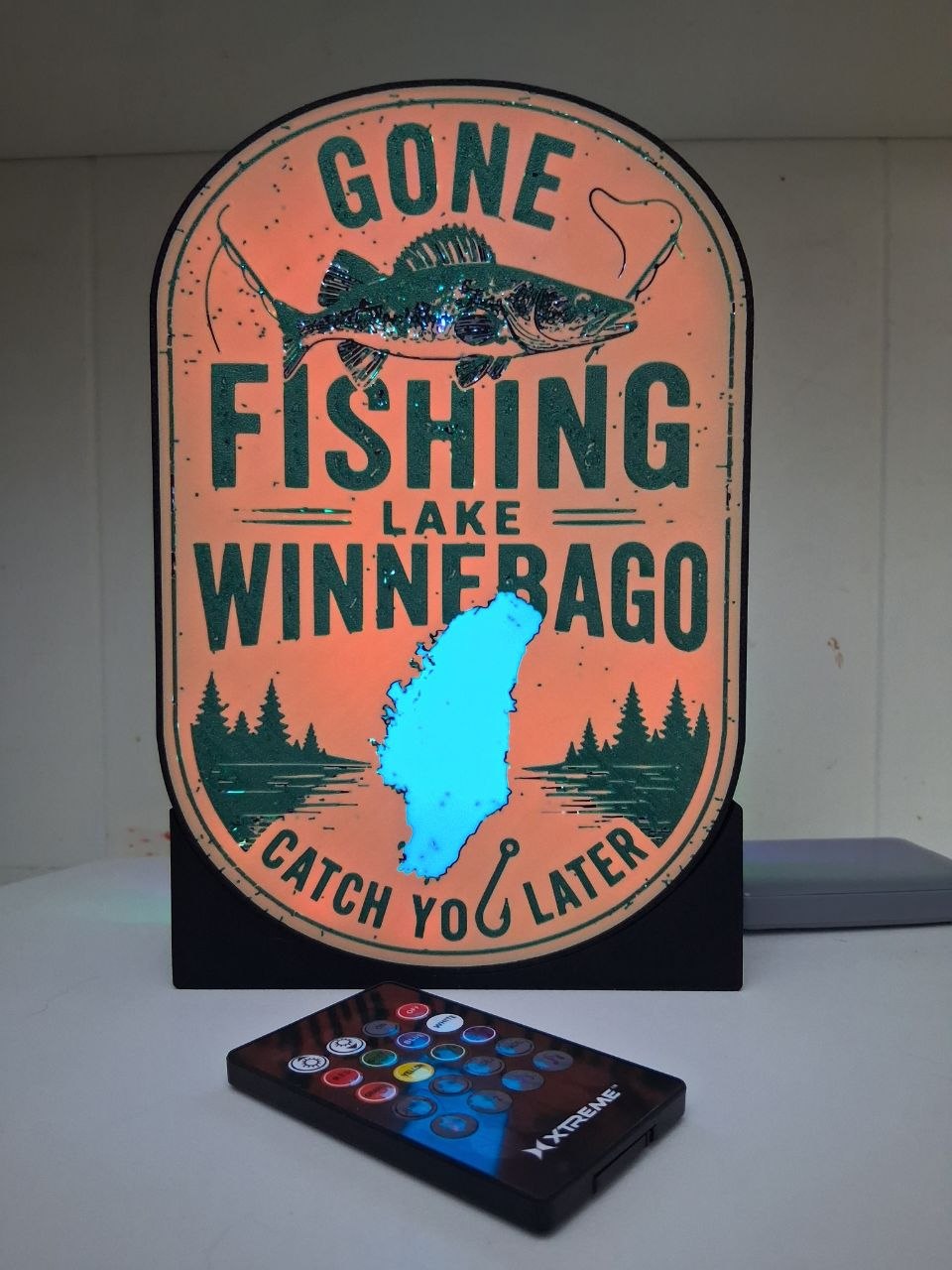 Fishing Lake Winnebago LED light box – custom 3D printed – Lit Layer Creations