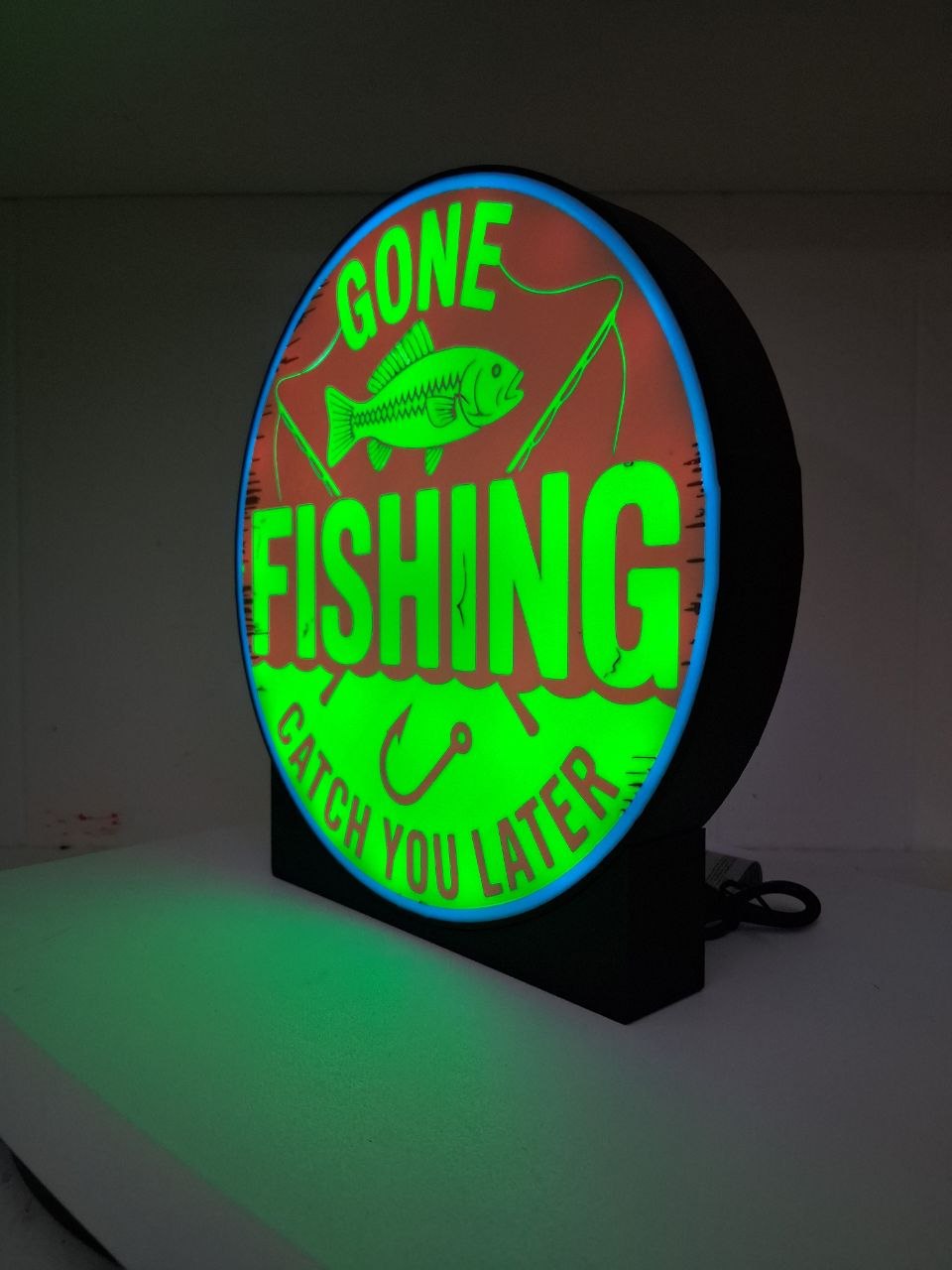 Gone Fishing LED light box – custom 3D printed – Lit Layer Creations