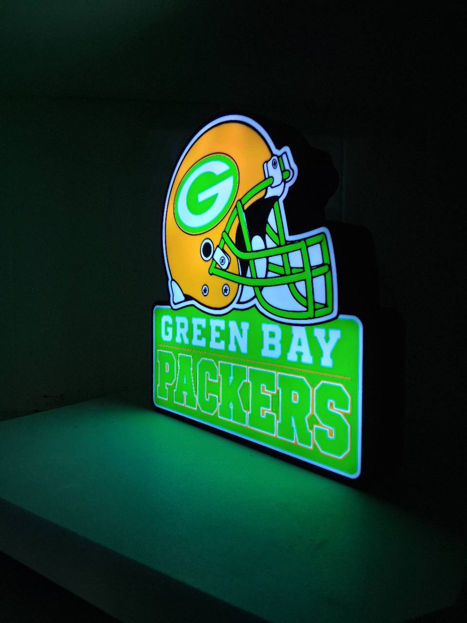 PackersHelmetname LED light box – custom 3D printed – Lit Layer Creations