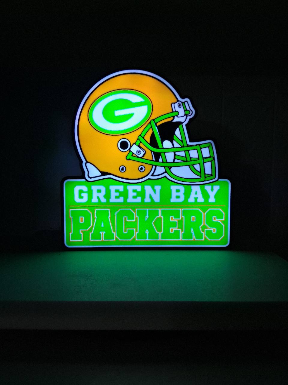 PackersHelmetname LED light box – custom 3D printed – Lit Layer Creations