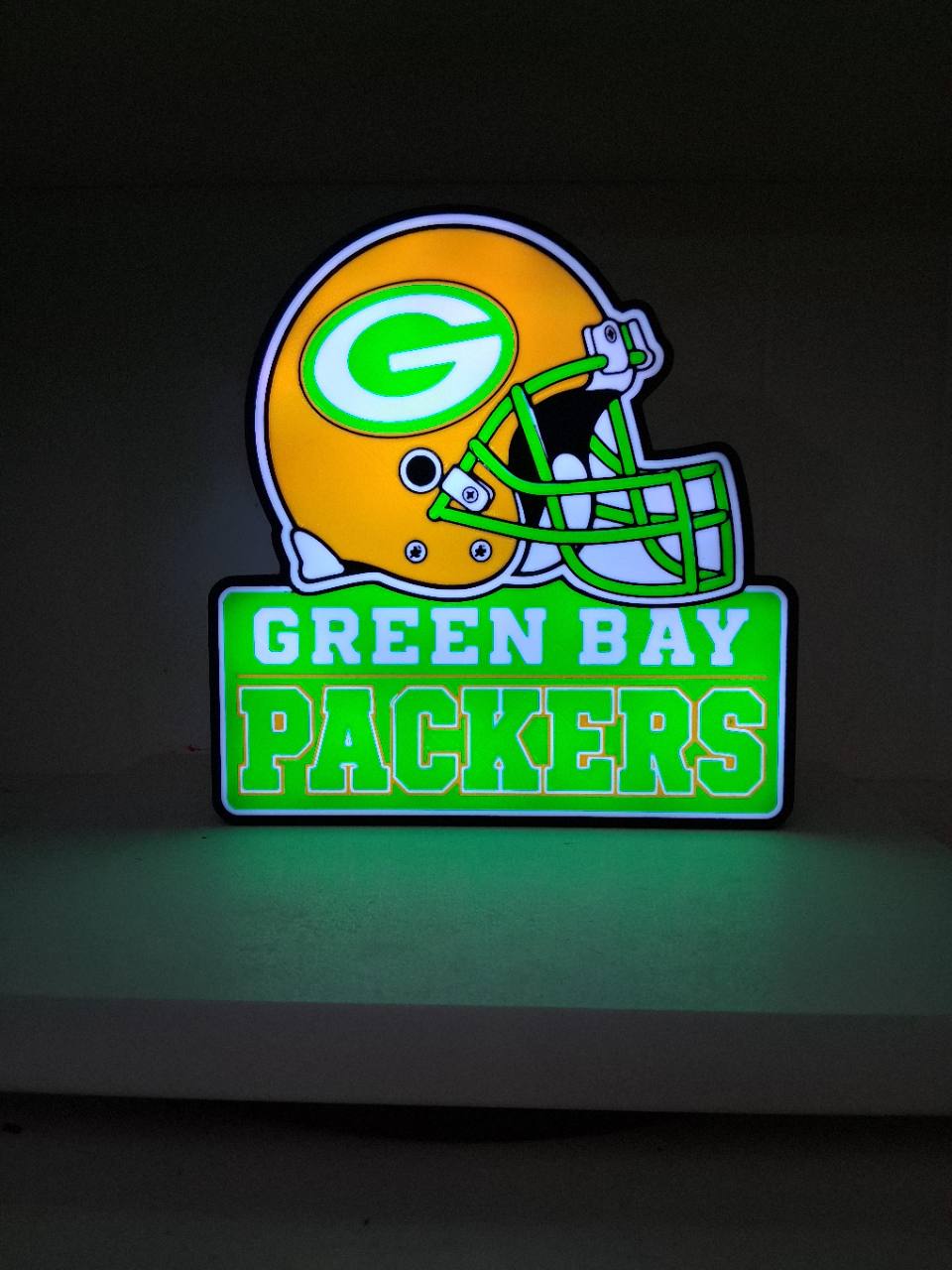 PackersHelmetname LED light box – custom 3D printed – Lit Layer Creations