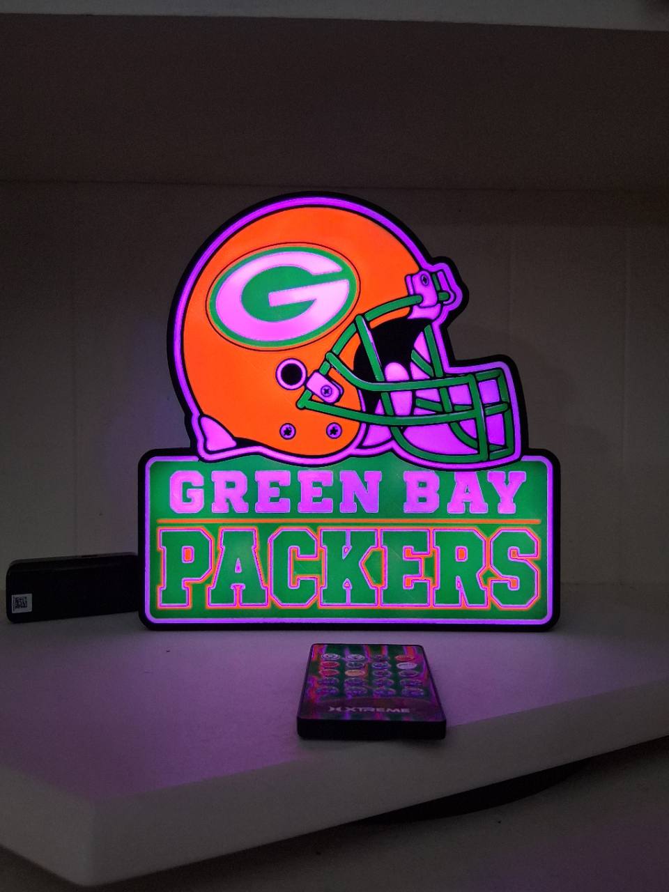 PackersHelmetname LED light box – custom 3D printed – Lit Layer Creations