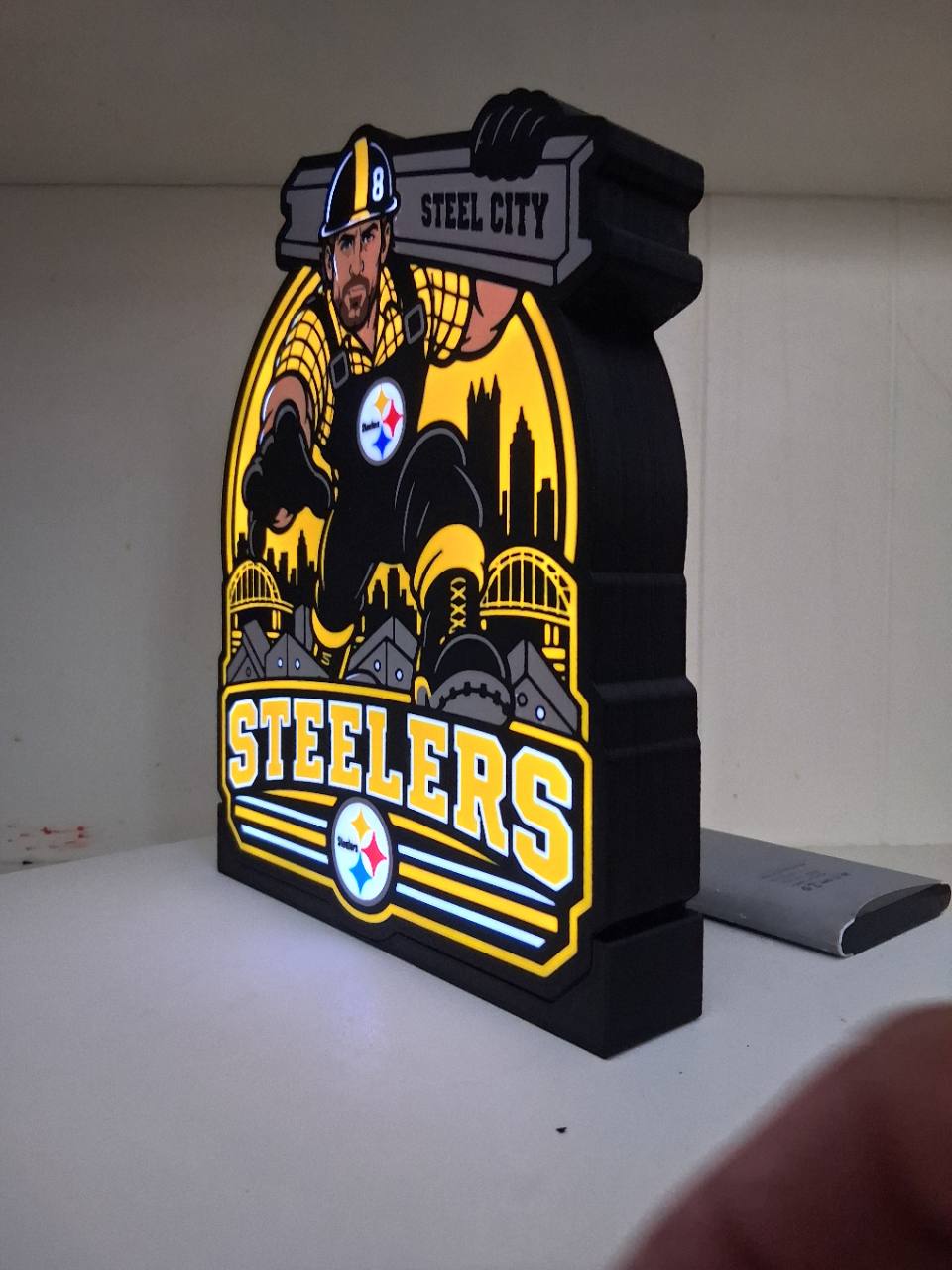 Steelers Steel City Fan LED Light Box Sign – custom 3D printed – Lit Layer Creations