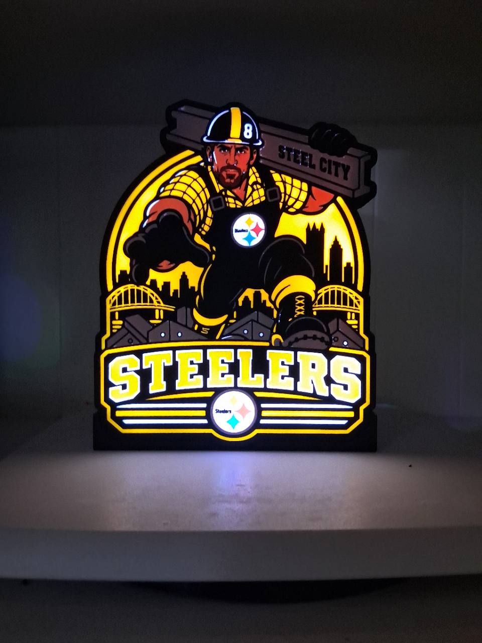 Steelers Steel City Fan LED Light Box Sign photo 2 – Lit Layer Creations