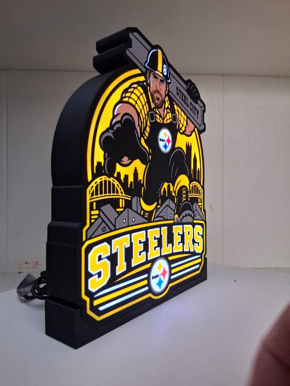 Steelers Steel City Fan LED Light Box Sign photo 4 – Lit Layer Creations