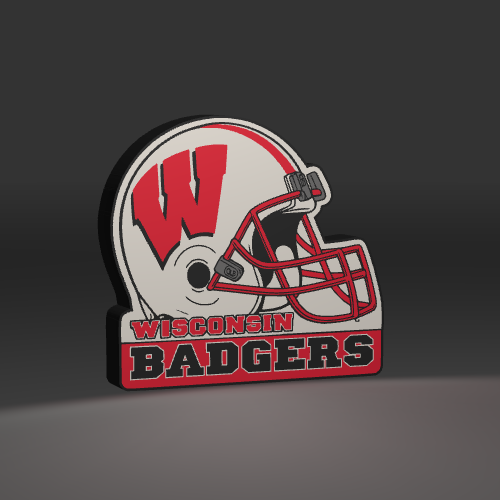 WisconsinBadgersNameAndHelmet LED light box – custom 3D printed – Lit Layer Creations