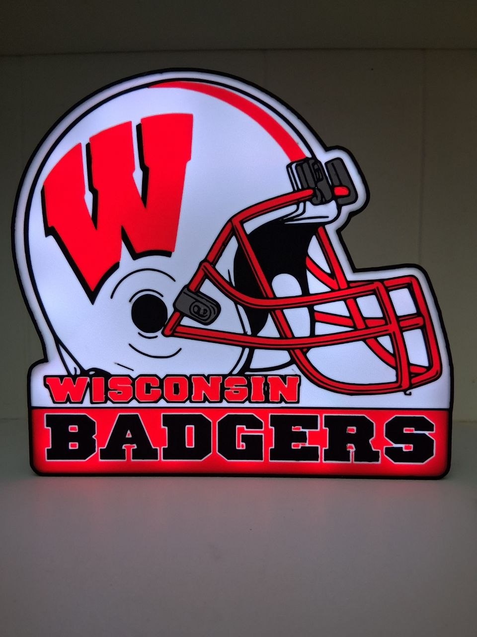 badgersWisconsinHelmet LED light box photo 2 – Lit Layer Creations