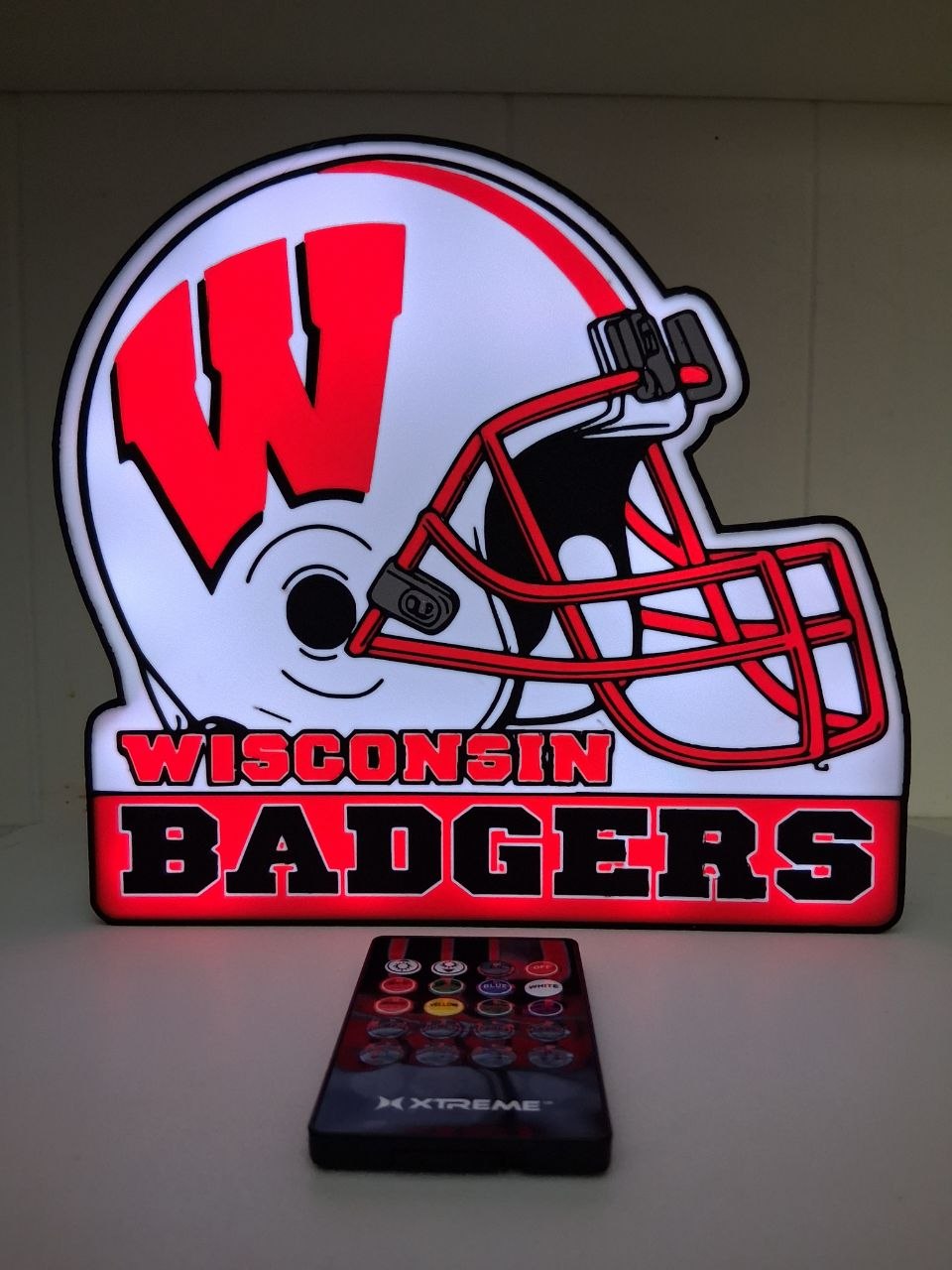 badgersWisconsinHelmet LED light box photo 5 – Lit Layer Creations