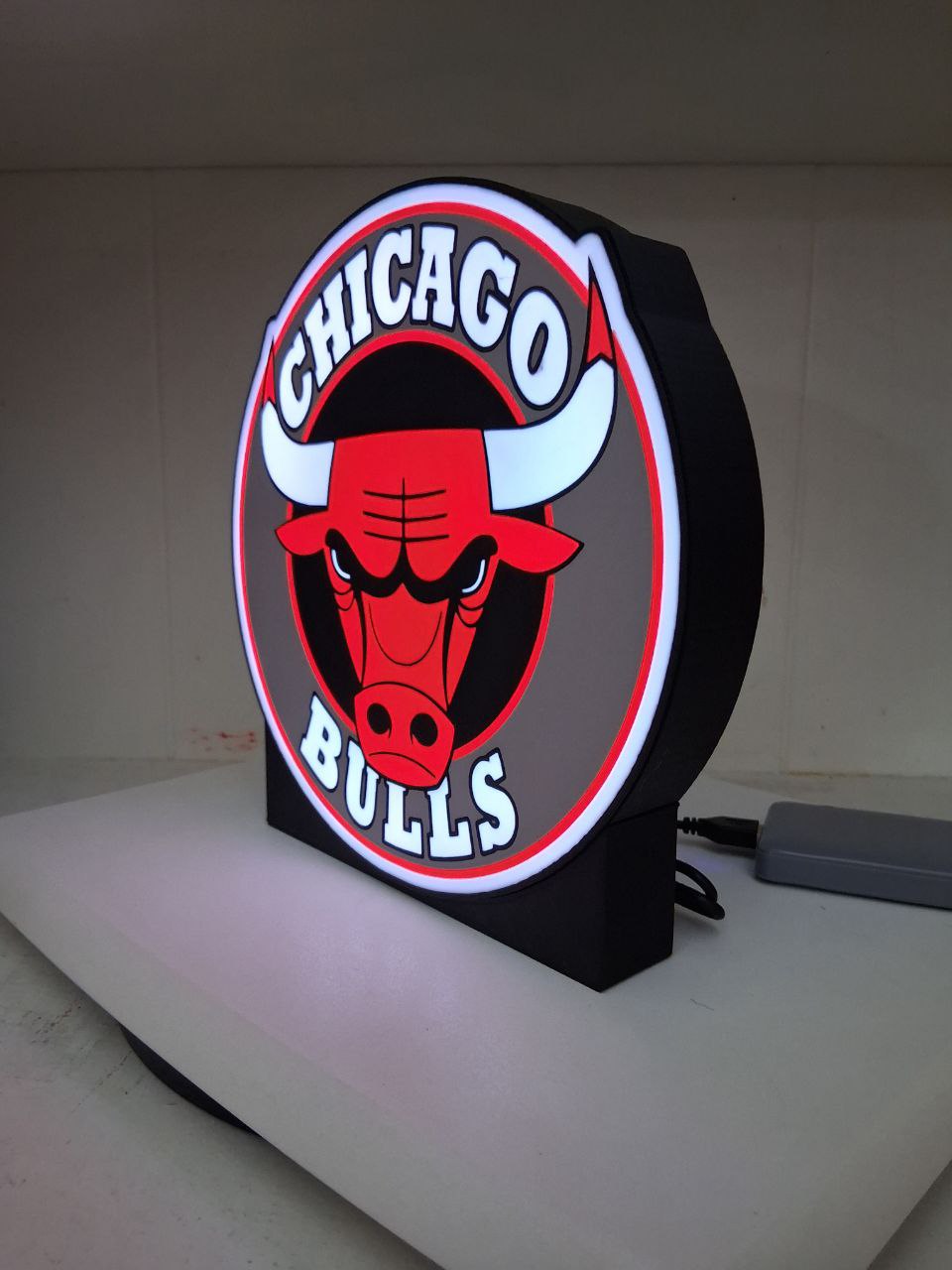 ChicagoBulls LED light box – custom 3D printed – Lit Layer Creations